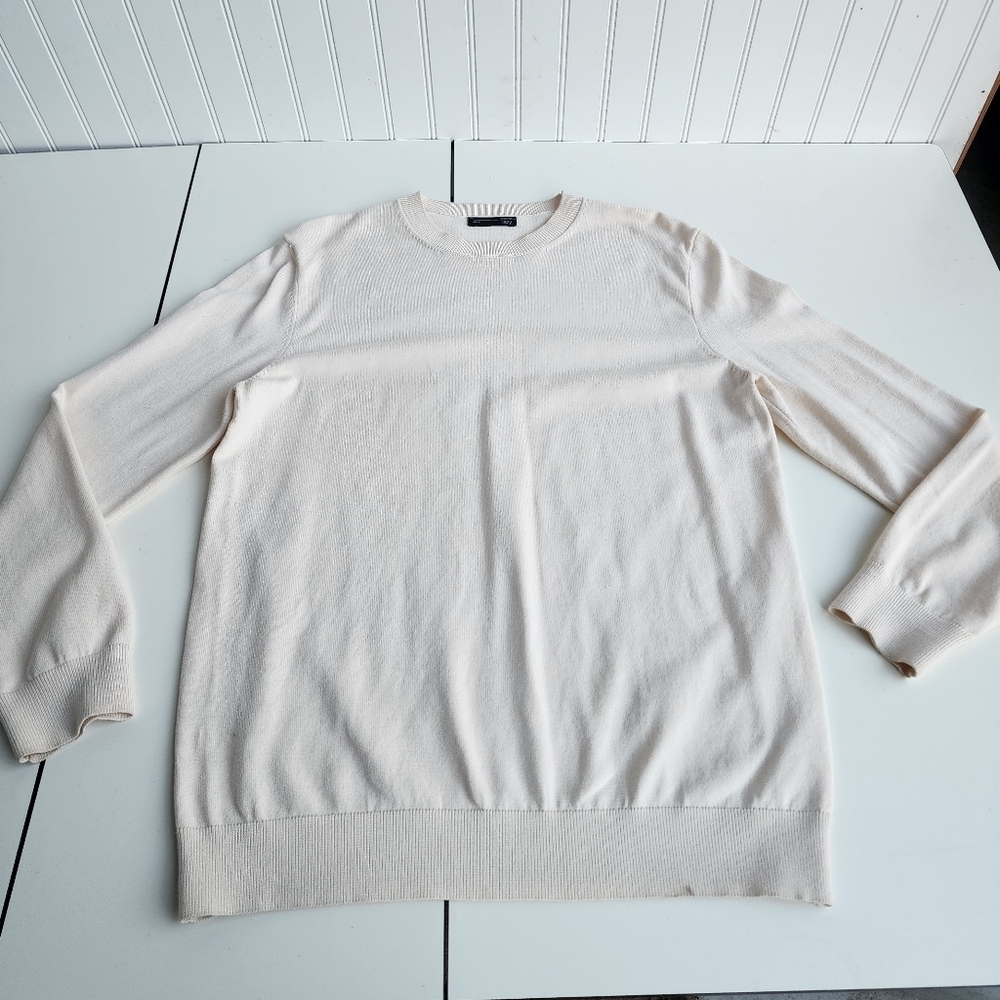 Dazy Mens Cream Ivory Stretch Rayon Sweater Relaxed Crew Neck Sz S